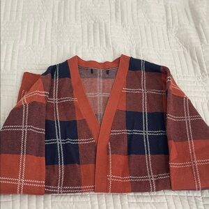 Plaid Open Front Cardigan